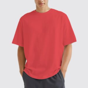 Round neck cotton French terry red
