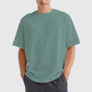 Round neck cotton French terry olive green